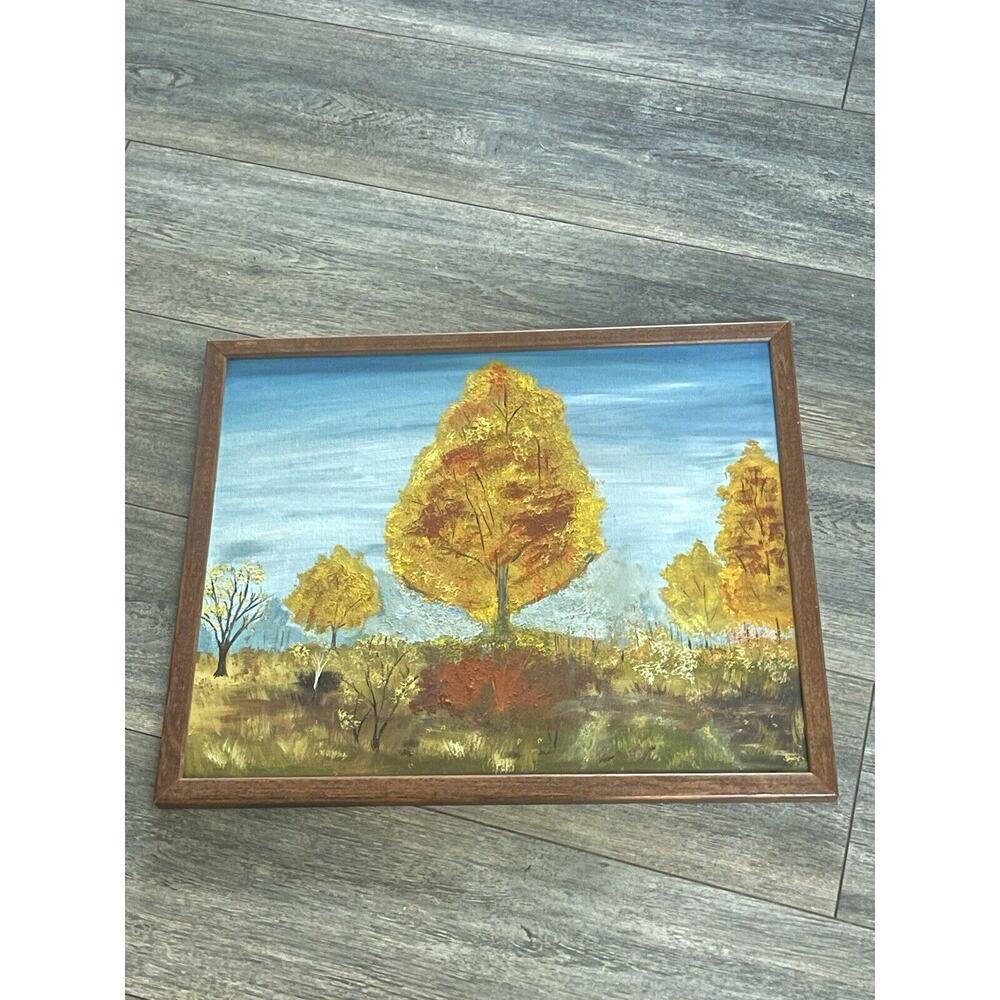 Hamdcrafted Hand Painted Original Painting Landscape Scenic Wall Art Trees 21x17